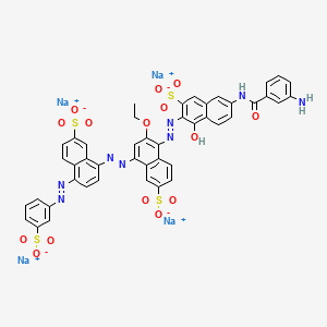 molecular formula C45H30N8Na4O15S4 B1617833 Tetrasodium 5-((6-((3-aminobenzoyl)amino)-1-hydroxy-3-sulphonato-2-naphthyl)azo)-6-ethoxy-8-((7-sulphonato-4-((3-sulphonatophenyl)azo)naphthyl)azo)naphthalene-2-sulphonate CAS No. 6428-19-9