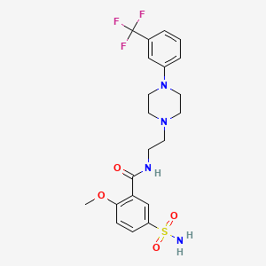 molecular formula C21H25F3N4O4S B1618003 Benzamide, 2-methoxy-5-sulfamoyl-N-(2-(4-(alpha,alpha,alpha-trifluoro-m-tolyl)-1-piperazinyl)ethyl)- CAS No. 82608-07-9