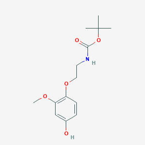 molecular formula C14H21NO5 B016182 N-tert-Boc-2-(4-hydroxy-2-methoxyphenoxy)-ethylamine CAS No. 887353-54-0