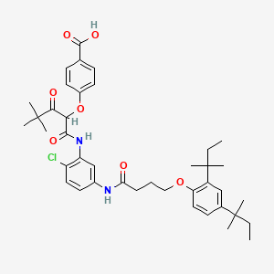 molecular formula C40H51ClN2O7 B1618232 Benzoic acid, 4-[1-[[[5-[[4-[2,4-bis(1,1-dimethylpropyl)phenoxy]-1-oxobutyl]amino]-2-chlorophenyl]amino]carbonyl]-3,3-dimethyl-2-oxobutoxy]- CAS No. 53918-53-9