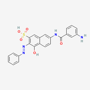 molecular formula C23H18N4O5S B1618500 7-[(3-Aminobenzoyl)amino]-4-hydroxy-3-phenyldiazenylnaphthalene-2-sulfonic acid CAS No. 6369-35-3
