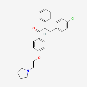 molecular formula C27H28ClNO2 B1618547 3-(p-Chlorophenyl)-2-phenyl-4'-(2-(1-pyrrolidinyl)ethoxy)propiophenone CAS No. 31349-74-3