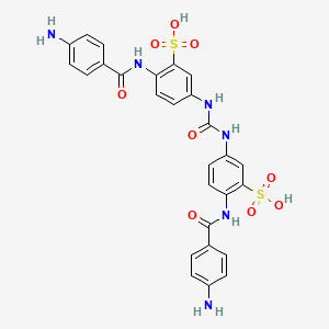 molecular formula C27H24N6O9S2 B1618910 2-[(4-Aminobenzoyl)amino]-5-[[4-[(4-aminobenzoyl)amino]-3-sulfophenyl]carbamoylamino]benzenesulfonic acid CAS No. 6527-68-0