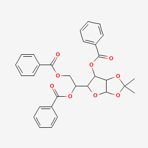 molecular formula C30H28O9 B1619089 [2-Benzoyloxy-2-(6-benzoyloxy-2,2-dimethyl-3a,5,6,6a-tetrahydrofuro[2,3-d][1,3]dioxol-5-yl)ethyl] benzoate CAS No. 6339-03-3
