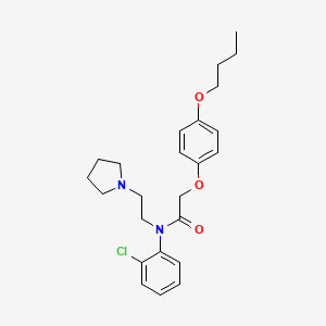 molecular formula C24H31ClN2O3 B1619199 ACETANILIDE, 2-(p-BUTOXYPHENOXY)-2'-CHLORO-N-(2-(1-PYRROLIDINYL)ETHYL)- CAS No. 27585-38-2