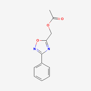 molecular formula C11H10N2O3 B1619253 Oxadiazole-5-methanol, 1,2,4-, 3-phenyl-, acetate CAS No. 5543-31-7