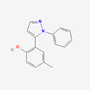 molecular formula C16H14N2O B1619429 4-methyl-2-(1-phenyl-1H-pyrazol-5-yl)phenol CAS No. 90617-39-3