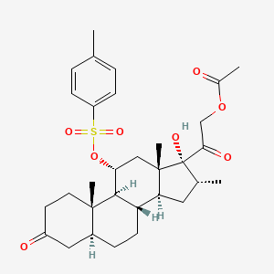 molecular formula C31H42O8S B1619486 [2-[(5S,8S,9S,10S,11R,13S,14S,16R,17R)-17-hydroxy-10,13,16-trimethyl-11-(4-methylphenyl)sulfonyloxy-3-oxo-2,4,5,6,7,8,9,11,12,14,15,16-dodecahydro-1H-cyclopenta[a]phenanthren-17-yl]-2-oxoethyl] acetate CAS No. 7645-58-1