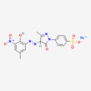 B1619490 Benzenesulfonic acid, 4-(4,5-dihydro-4-((2-hydroxy-5-methyl-3-nitrophenyl)azo)-3-methyl-5-oxo-1H-pyrazol-1-yl)-, monosodium salt CAS No. 61931-83-7