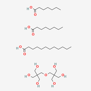 B1619708 Decanoic acid, mixed esters with dipentaerythritol, heptanoic acid and octanoic acid CAS No. 70851-04-6