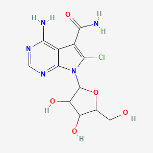 molecular formula C12H14ClN5O5 B1620226 4-Amino-6-chloro-7-[3,4-dihydroxy-5-(hydroxymethyl)oxolan-2-yl]pyrrolo[2,3-d]pyrimidine-5-carboxamide CAS No. 73210-49-8