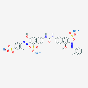 molecular formula C35H25N6Na3O12S3 B1620469 Trisodium 4-hydroxy-7-((((5-hydroxy-7-sulphonato-6-((o-tolyl)azo)-2-naphthyl)amino)carbonyl)amino)-3-((2-methyl-4-sulphonatophenyl)azo)naphthalene-2-sulphonate CAS No. 6420-43-5
