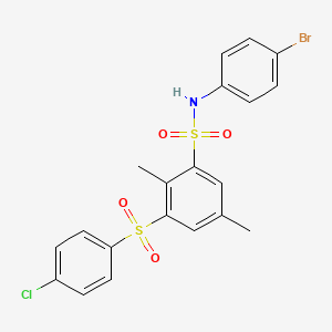 molecular formula C20H17BrClNO4S2 B1620580 N-(4-Bromophenyl)-3-(4-chlorobenzene-1-sulfonyl)-2,5-dimethylbenzene-1-sulfonamide CAS No. 5918-68-3