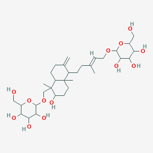B162068 2-[(E)-5-[6-Hydroxy-5,8a-dimethyl-2-methylidene-5-[[3,4,5-trihydroxy-6-(hydroxymethyl)oxan-2-yl]oxymethyl]-3,4,4a,6,7,8-hexahydro-1H-naphthalen-1-yl]-3-methylpent-2-enoxy]-6-(hydroxymethyl)oxane-3,4,5-triol CAS No. 90851-28-8
