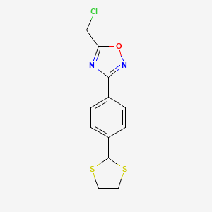 molecular formula C12H11ClN2OS2 B1620847 5-(Chloromethyl)-3-[4-(1,3-dithiolan-2-yl)phenyl]-1,2,4-oxadiazole CAS No. 287197-10-8