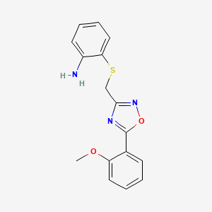molecular formula C16H15N3O2S B1620926 2-({[5-(2-Methoxyphenyl)-1,2,4-oxadiazol-3-yl]methyl}thio)aniline CAS No. 259252-11-4