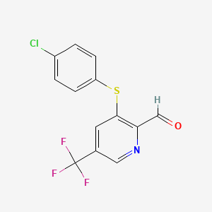 molecular formula C13H7ClF3NOS B1620985 3-[(4-Chlorophenyl)thio]-5-(trifluoromethyl)pyridine-2-carbaldehyde CAS No. 264924-39-2