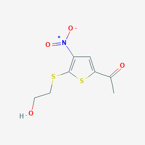 molecular formula C8H9NO4S2 B1621013 1-{5-[(2-Hydroxyethyl)thio]-4-nitro-2-thienyl}ethan-1-one CAS No. 845266-22-0