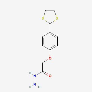 molecular formula C11H14N2O2S2 B1621038 2-[4-(1,3-Dithiolan-2-yl)phenoxy]acetohydrazide CAS No. 261959-05-1