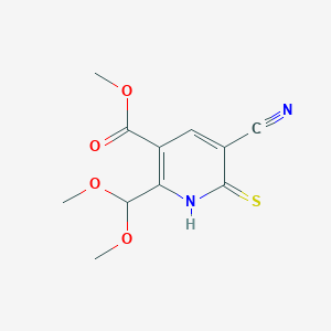 molecular formula C11H12N2O4S B1621041 Methyl 5-cyano-2-(dimethoxymethyl)-6-mercaptonicotinate CAS No. 264225-72-1