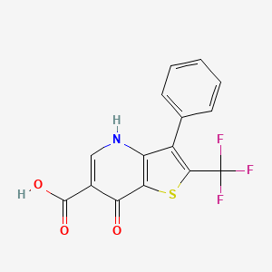 molecular formula C15H8F3NO3S B1621243 7-Oxo-3-phenyl-2-(trifluoromethyl)-4,7-dihydrothieno[3,2-b]pyridine-6-carboxylic acid CAS No. 256488-13-8