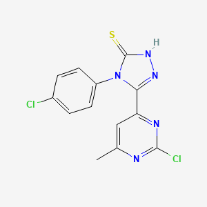molecular formula C13H9Cl2N5S B1621317 5-(2-chloro-6-methylpyrimidin-4-yl)-4-(4-chlorophenyl)-4H-1,2,4-triazole-3-thiol CAS No. 266337-73-9