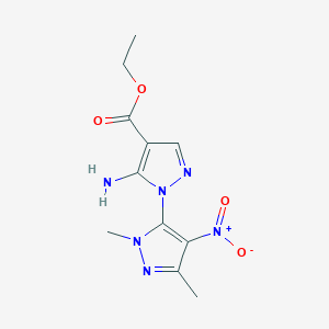 molecular formula C11H14N6O4 B1621322 Ethyl 5-amino-1-(1,3-dimethyl-4-nitropyrazol-5-yl)pyrazole-4-carboxylate CAS No. 519056-62-3