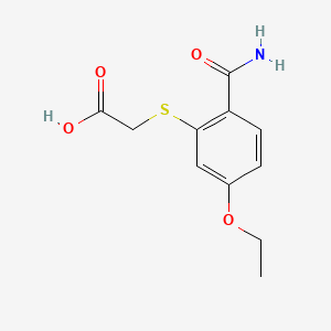 molecular formula C11H13NO4S B1621404 ((2-(Aminocarbonyl)-5-ethoxyphenyl)thio)acetic acid CAS No. 84029-50-5