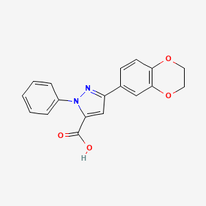 molecular formula C18H14N2O4 B1621427 5-(2,3-Dihydro-1,4-benzodioxin-6-yl)-2-phenylpyrazole-3-carboxylic acid CAS No. 618383-01-0