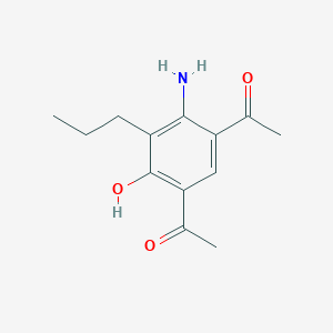 molecular formula C13H17NO3 B1621442 1-(5-Acetyl-2-amino-4-hydroxy-3-propylphenyl)ethan-1-one CAS No. 79324-47-3