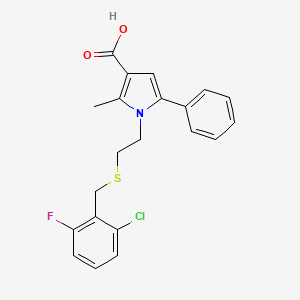 molecular formula C21H19ClFNO2S B1621459 1-{2-[(2-chloro-6-fluorobenzyl)thio]ethyl}-2-methyl-5-phenyl-1H-pyrrole-3-carboxylic acid CAS No. 306936-24-3