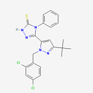molecular formula C22H21Cl2N5S B1621503 3-[5-tert-butyl-2-[(2,4-dichlorophenyl)methyl]pyrazol-3-yl]-4-phenyl-1H-1,2,4-triazole-5-thione CAS No. 306937-09-7