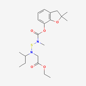 molecular formula C20H30N2O5S B1621808 ethyl 2-[butan-2-yl-[(2,2-dimethyl-3H-1-benzofuran-7-yl)oxycarbonyl-methylamino]sulfanylamino]acetate CAS No. 82560-47-2
