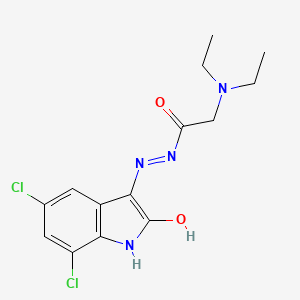 molecular formula C14H16Cl2N4O2 B1621809 Glycine, N,N-diethyl-, (5,7-dichloro-1,2-dihydro-2-oxo-3H-indol-3-ylidene)hydrazide, (Z)- CAS No. 86873-12-3
