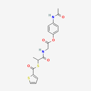 molecular formula C18H18N2O5S2 B1621810 p-(2-Thenoylmercaptopropionylglycyloxy)acetamidobenzene CAS No. 84856-27-9