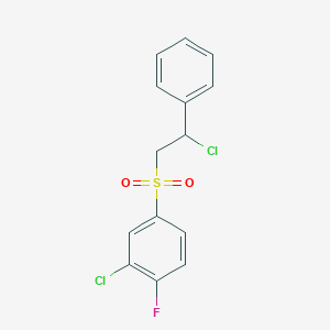 molecular formula C14H11Cl2FO2S B1621855 2-Chloro-4-[(2-chloro-2-phenylethyl)sulfonyl]-1-fluorobenzene CAS No. 244278-71-5