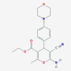 molecular formula C20H23N3O4 B1621858 ethyl 6-amino-5-cyano-2-methyl-4-[4-(morpholin-4-yl)phenyl]-4H-pyran-3-carboxylate CAS No. 368870-01-3