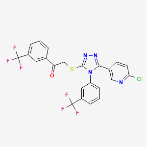 molecular formula C23H13ClF6N4OS B1621862 2-[[5-(6-氯吡啶-3-基)-4-[3-(三氟甲基)苯基]-1,2,4-三唑-3-基]硫代基]-1-[3-(三氟甲基)苯基]乙酮 CAS No. 680217-03-2