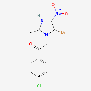 molecular formula C12H13BrClN3O3 B1621871 2-(5-Bromo-2-methyl-4-nitro-1-imidazolidinyl)-1-(4-chlorophenyl)-1-ethanone CAS No. 845885-93-0