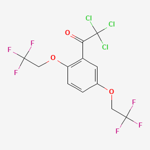 molecular formula C12H7Cl3F6O3 B1622276 1-[2,5-Bis(2,2,2-trifluoroethoxy)phenyl]-2,2,2-trichloroethanone CAS No. 76784-42-4