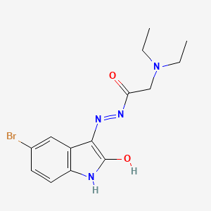 molecular formula C14H17BrN4O2 B1622579 Glycine, N,N-diethyl-, (5-bromo-1,2-dihydro-2-oxo-3H-indol-3-ylidene)hydrazide, (Z)- CAS No. 86873-11-2