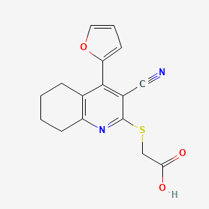 molecular formula C16H14N2O3S B1622594 {[3-Cyano-4-(2-furyl)-5,6,7,8-tetrahydroquinolin-2-yl]thio}acetic acid CAS No. 94640-13-8