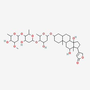 molecular formula C42H66O14 B1622668 3-[12,14-dihydroxy-3-[4-hydroxy-5-[4-hydroxy-5-(5-hydroxy-4-methoxy-6-methyloxan-2-yl)oxy-6-methyloxan-2-yl]oxy-6-methyloxan-2-yl]oxy-10,13-dimethyl-1,2,3,4,5,6,7,8,9,11,12,15,16,17-tetradecahydrocyclopenta[a]phenanthren-17-yl]-2H-furan-5-one CAS No. 31962-94-4