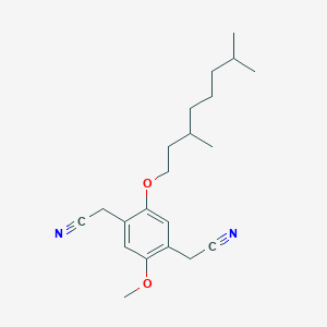 molecular formula C21H30N2O2 B1622686 2-[4-(Cyanomethyl)-2-(3,7-dimethyloctoxy)-5-methoxyphenyl]acetonitrile CAS No. 320580-51-6