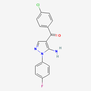molecular formula C16H11ClFN3O B1622718 (5-Amino-1-(4-fluorophenyl)-1H-pyrazol-4-YL)(4-chlorophenyl)methanone CAS No. 618091-38-6