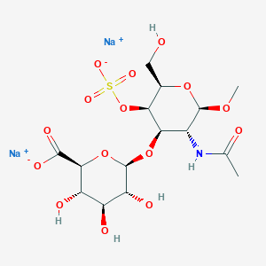 molecular formula C15H23NNa2O15S B162287 Methyl 2-acetamido-2-deoxy-3-O-(beta-glucopyranosyluronic acid)-4-O-sulfo-beta-galactopyranoside CAS No. 128553-04-8