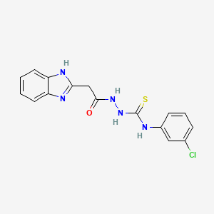 molecular formula C16H14ClN5OS B1622881 1H-Benzimidazole-2-acetic acid, 2-(((3-chlorophenyl)amino)thioxomethyl)hydrazide CAS No. 78772-38-0