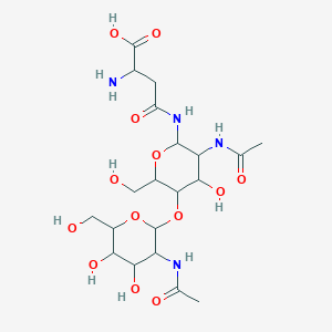 molecular formula C20H34N4O13 B1623036 4-[[3-Acetamido-5-[3-acetamido-4,5-dihydroxy-6-(hydroxymethyl)oxan-2-yl]oxy-4-hydroxy-6-(hydroxymethyl)oxan-2-yl]amino]-2-amino-4-oxobutanoic acid CAS No. 29625-73-8