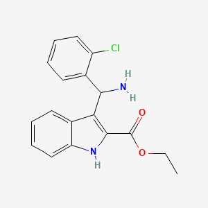 3-[Amino(2-chlorophenyl)methyl]-2-indolecarboxylic acid ethyl ester