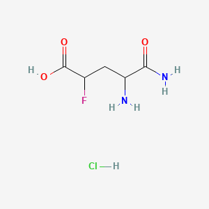 molecular formula C5H10ClFN2O3 B1623152 4,5-Diamino-2-fluoro-5-oxovaleric acid hydrochloride CAS No. 7682-58-8